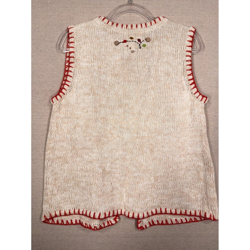Christopher & Banks Vintage Halloween Cat Pumpkin Embroidered Knit Vest Small - Picture 8 of 8